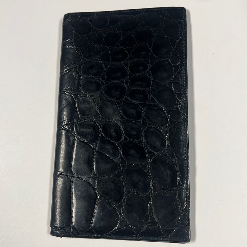 Genuine Alligator Skin Bifold Leather Long Wallet